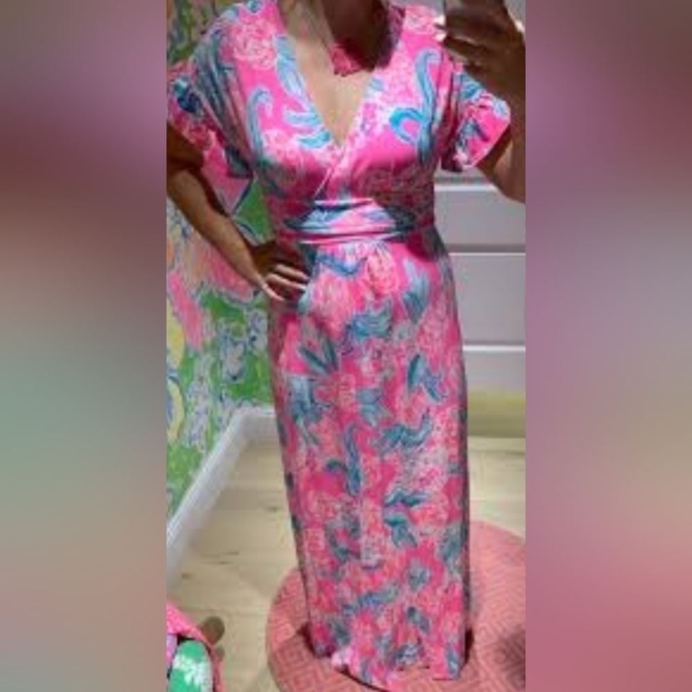 Lilly Pulitzer Jessi Maxi Dress in Prosecco Pink Pinking Positive. NWT - Picture 2 of 3